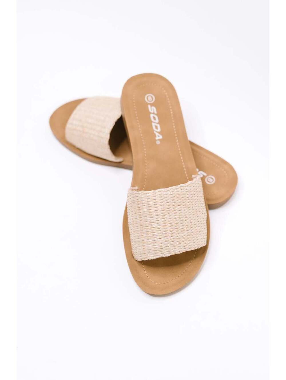 Efron Raffia Woven Slip On Sandal in Bone